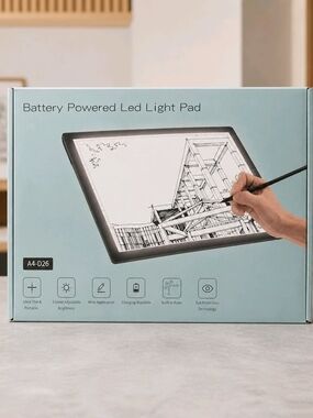 Black Battery-Powered LED Light Pad for Tracing and Drawing